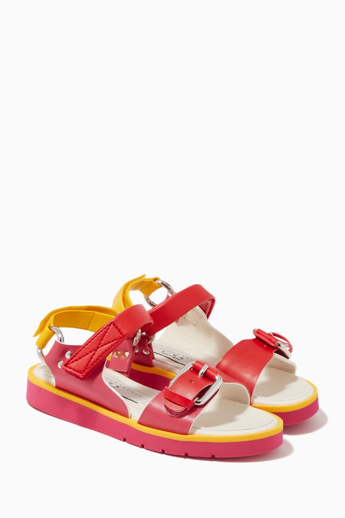 

Two-Tone Buckle and Velcro Sandals, Multicolour