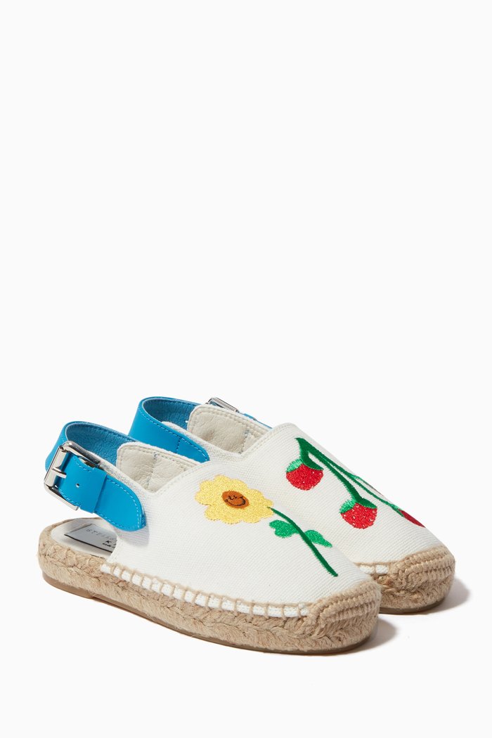 

Embroidered Slingback Espadrilles, White