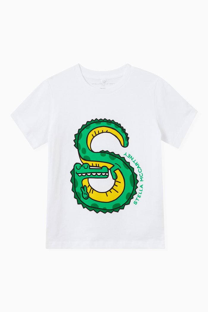 

Alligator Print T-Shirt in Jersey, White