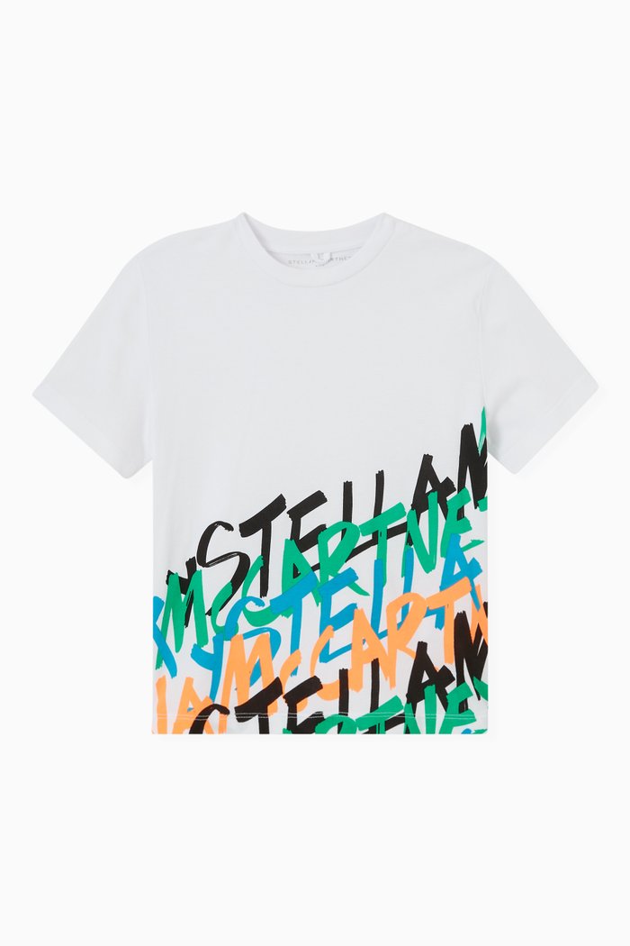 

Diagonal Logo Print T-shirt in Cotton, White
