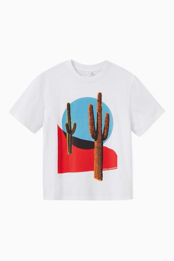 

Cactus Print T-shirt in Cotton, White