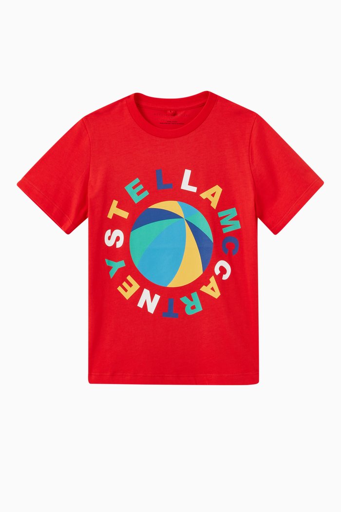 

Beach Ball Logo Print T-shirt in Cotton, Red