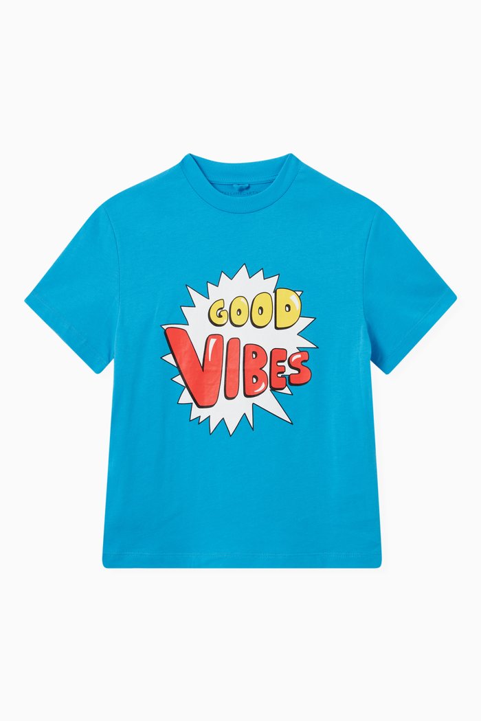 Good Vibes Print T-Shirt in Jersey, Blue
