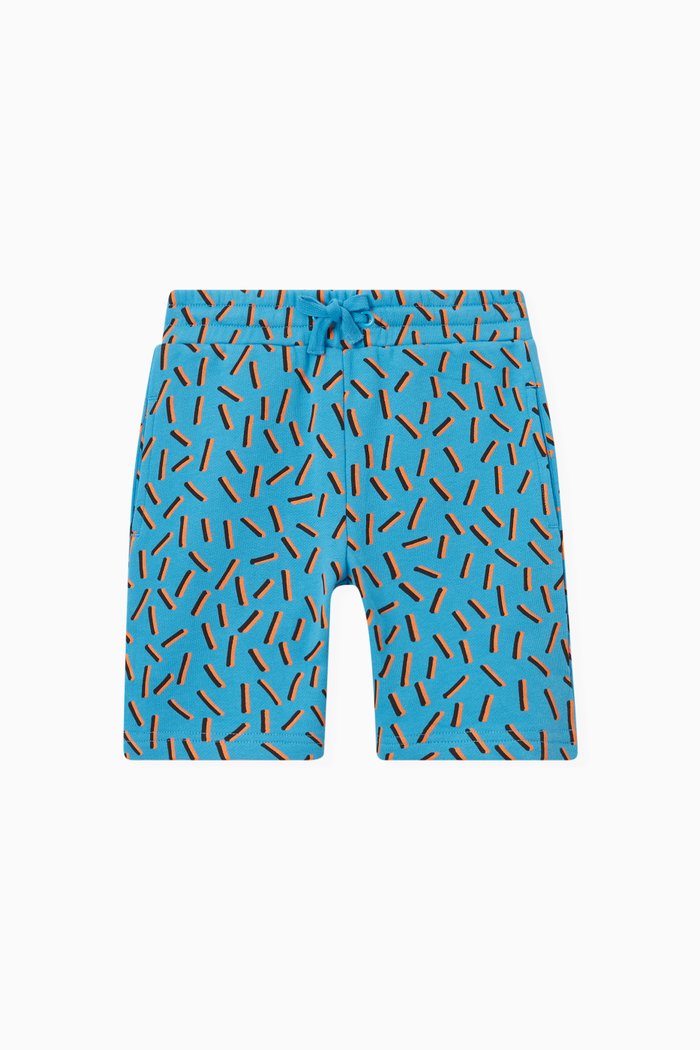 

Geometric Shape Print Shorts in Cotton, Blue