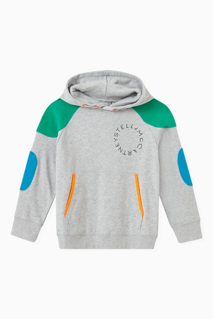 

Chest Logo Print Hoodie in Sustainable Cotton, Grey