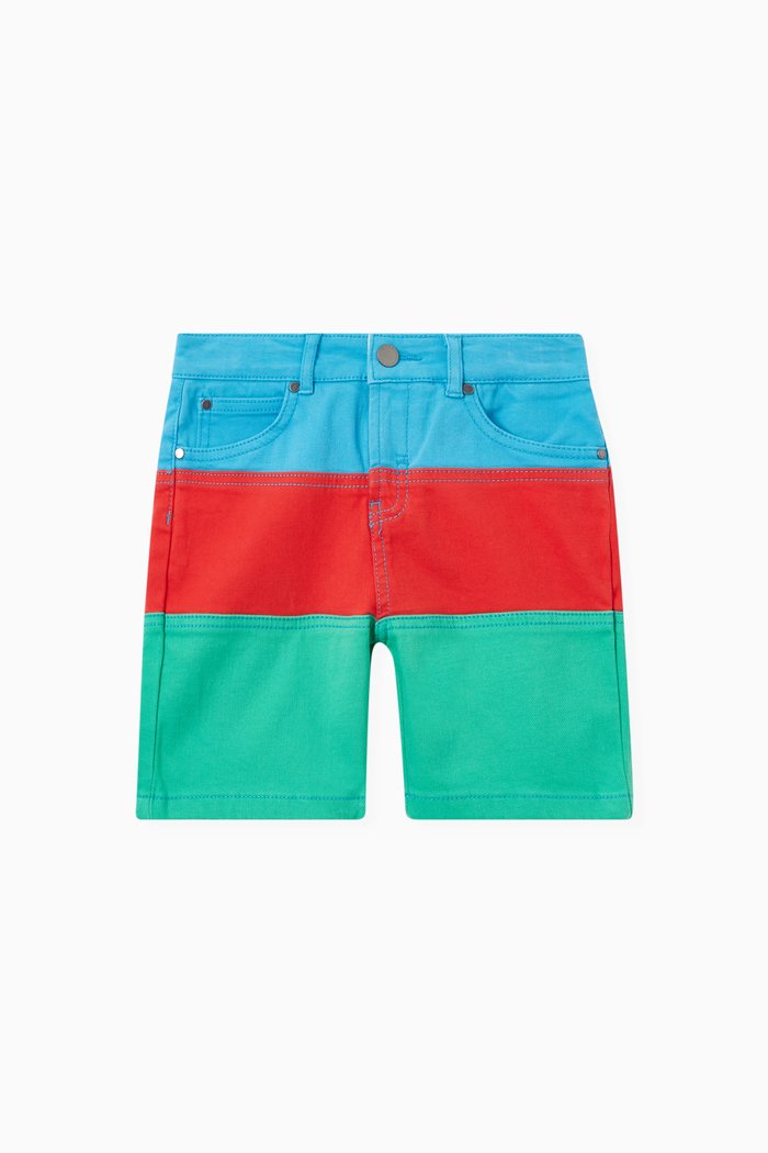 

Colour Band Shorts in Denim, Multicolour