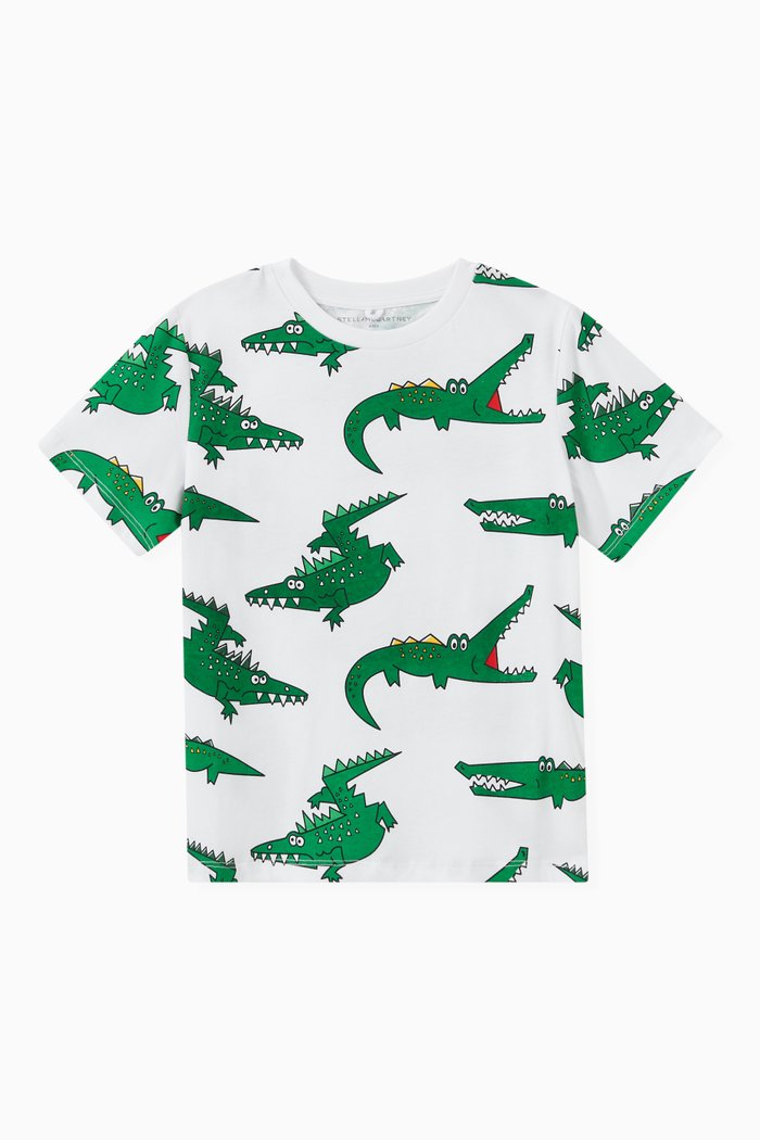 

Alligator Print T-Shirt in Sustainable Cotton, White