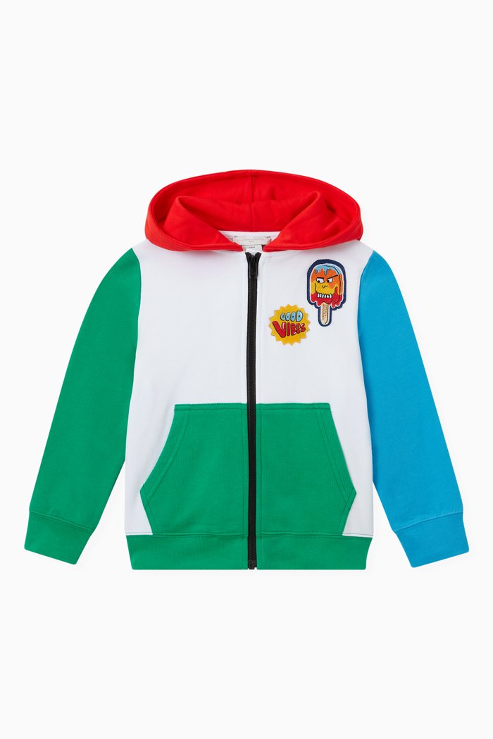 

Colour Band Hooded Sweatshirt in Cotton, Multicolour