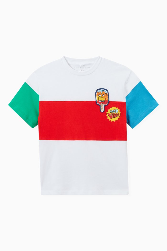 

Colour Band with Patches T-shirt in Cotton, Multicolour