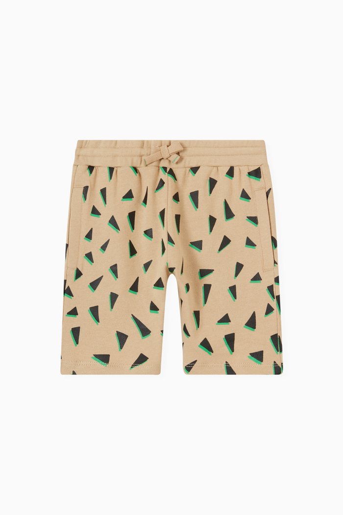 

All-over Triangle Print Shorts in Cotton, Neutral