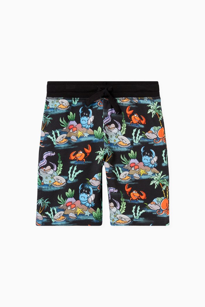 

Marine Print Shorts in Jersey, Black