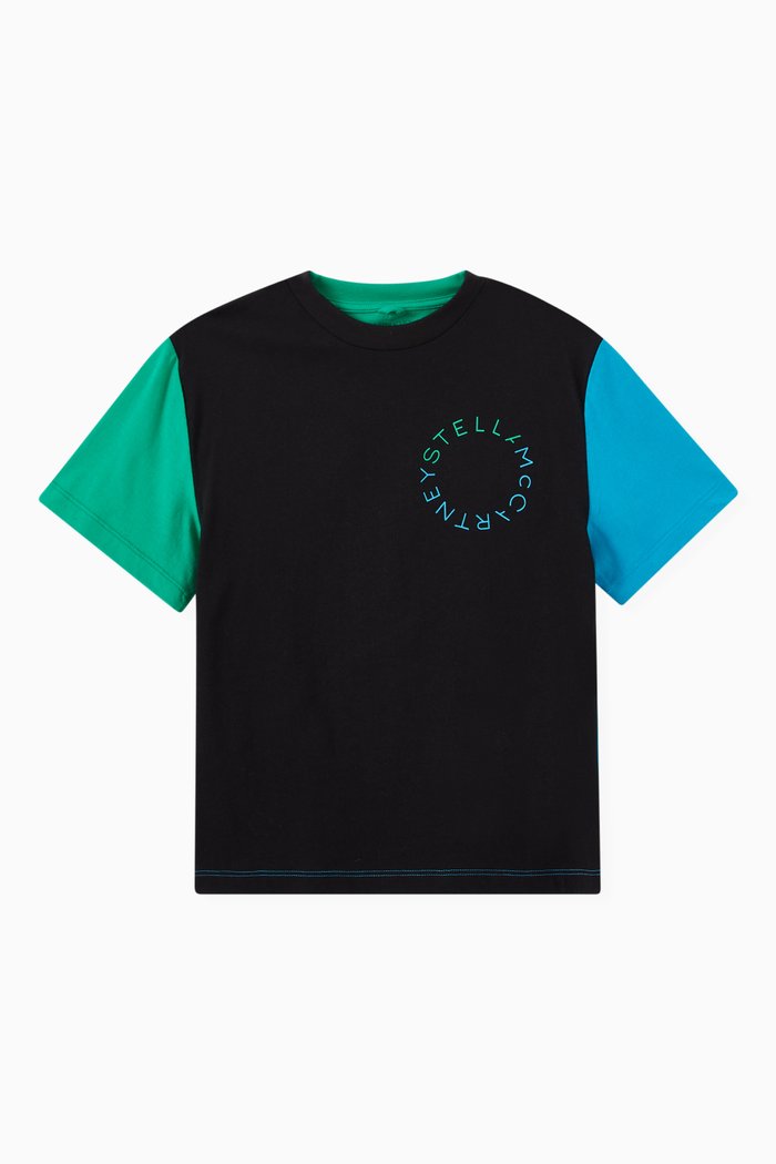 

Colourblock T-Shirt in Cotton, Black