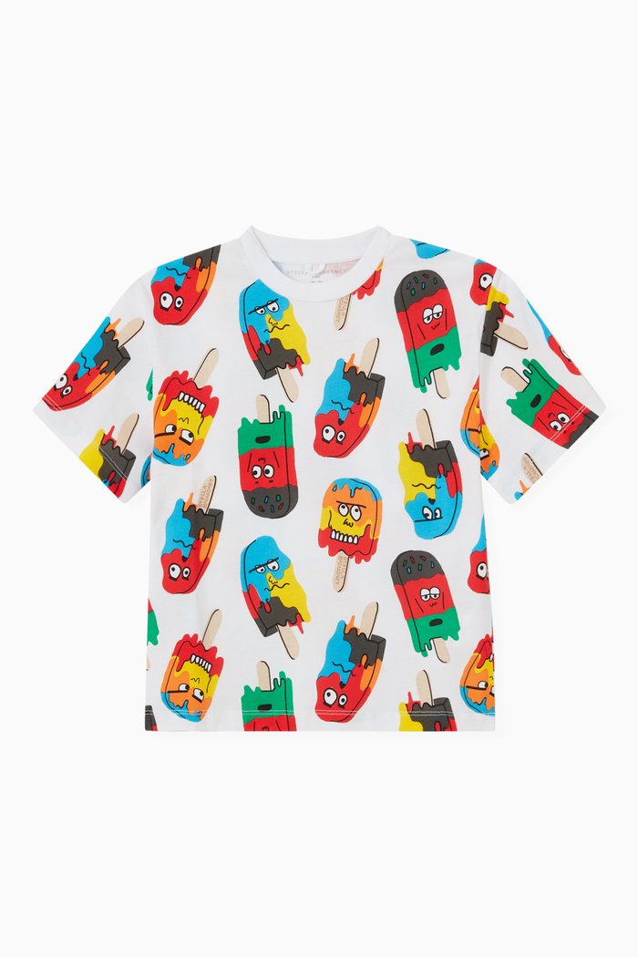 

Ice Cream Face Print Dress in Cotton, Multicolour