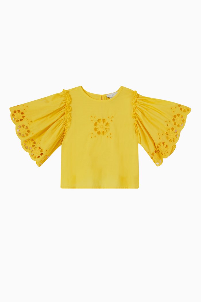

Ruffle Sleeves Top in Cotton, Yellow