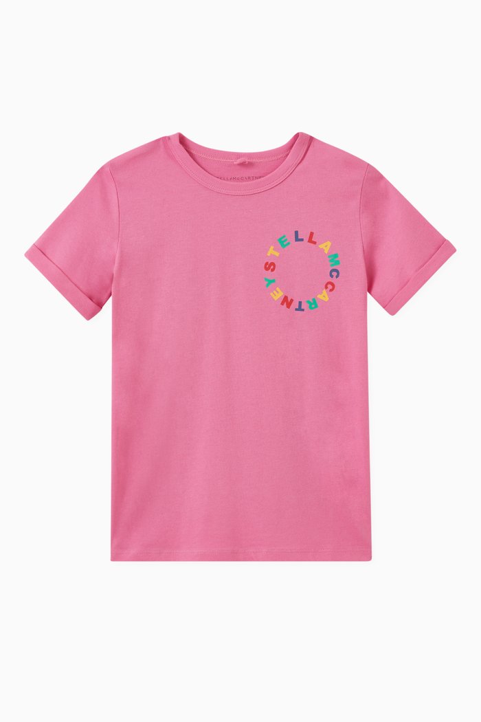 

Circle Logo Print T-shirt in Cotton, Pink