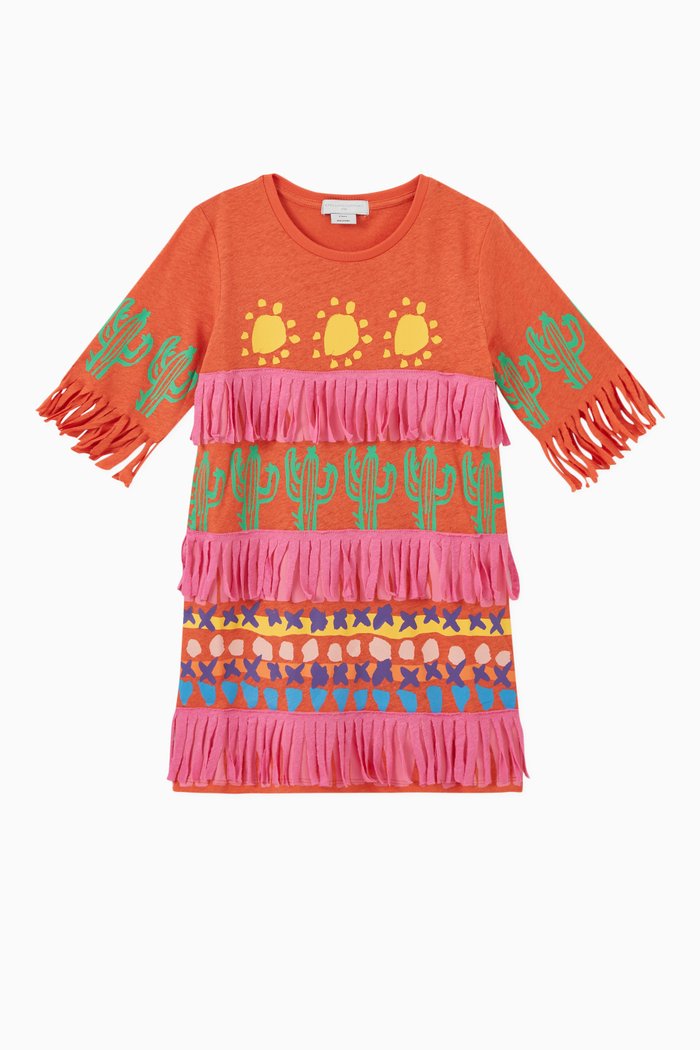 

Fringed T-shirt Dress in Jersey, Multicolour