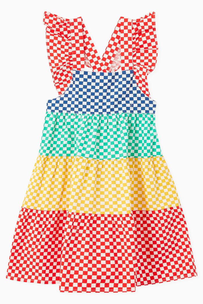 Checkered Dress in Cotton, Multicolour