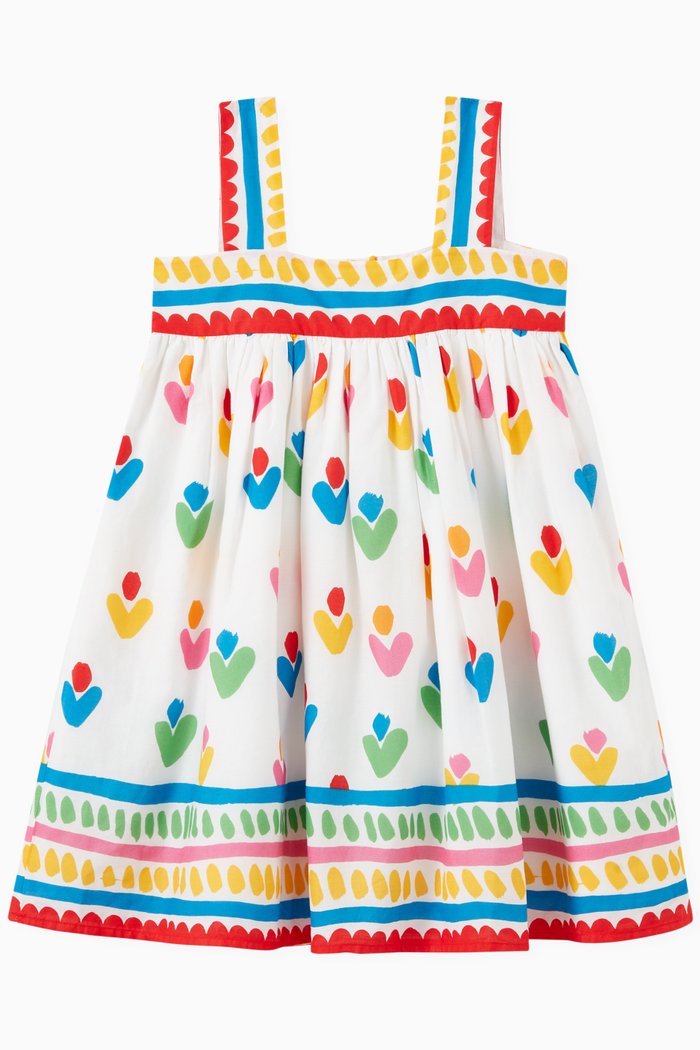 

Heart-Print Dress in Organic Cotton, White