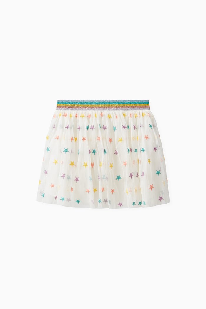 

Star Print Tulle Skirt, White