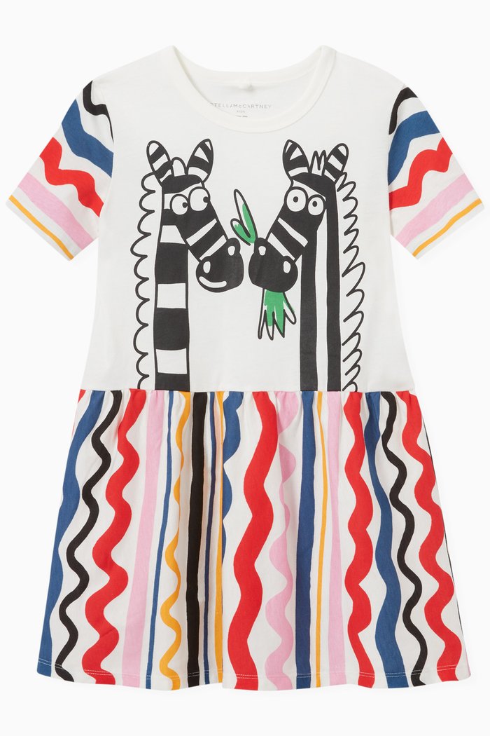 

Stripe Zebra Print Dress in Cotton, White