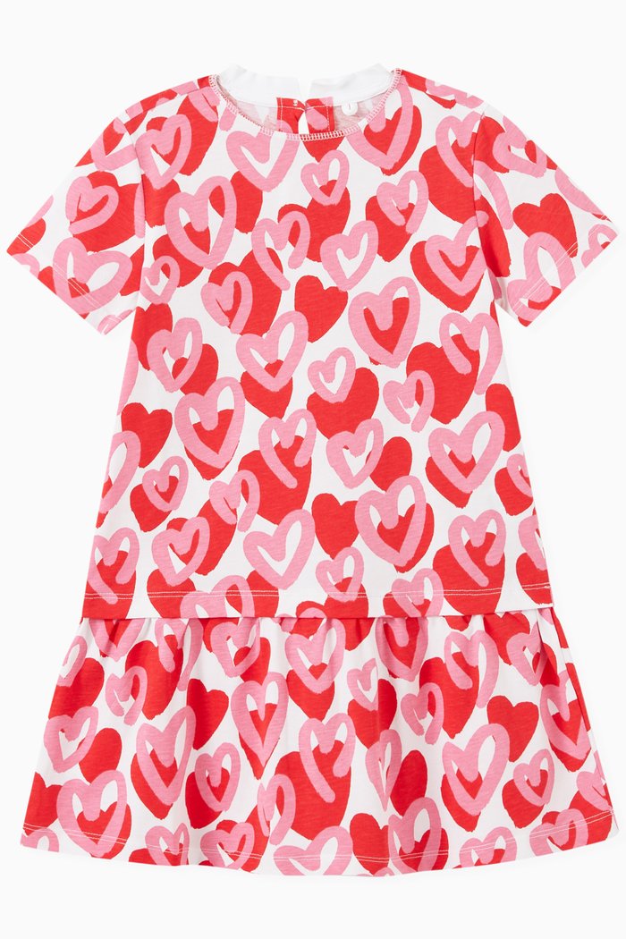 

Heart Print T-Shirt Dress in Sustainable Cotton, White