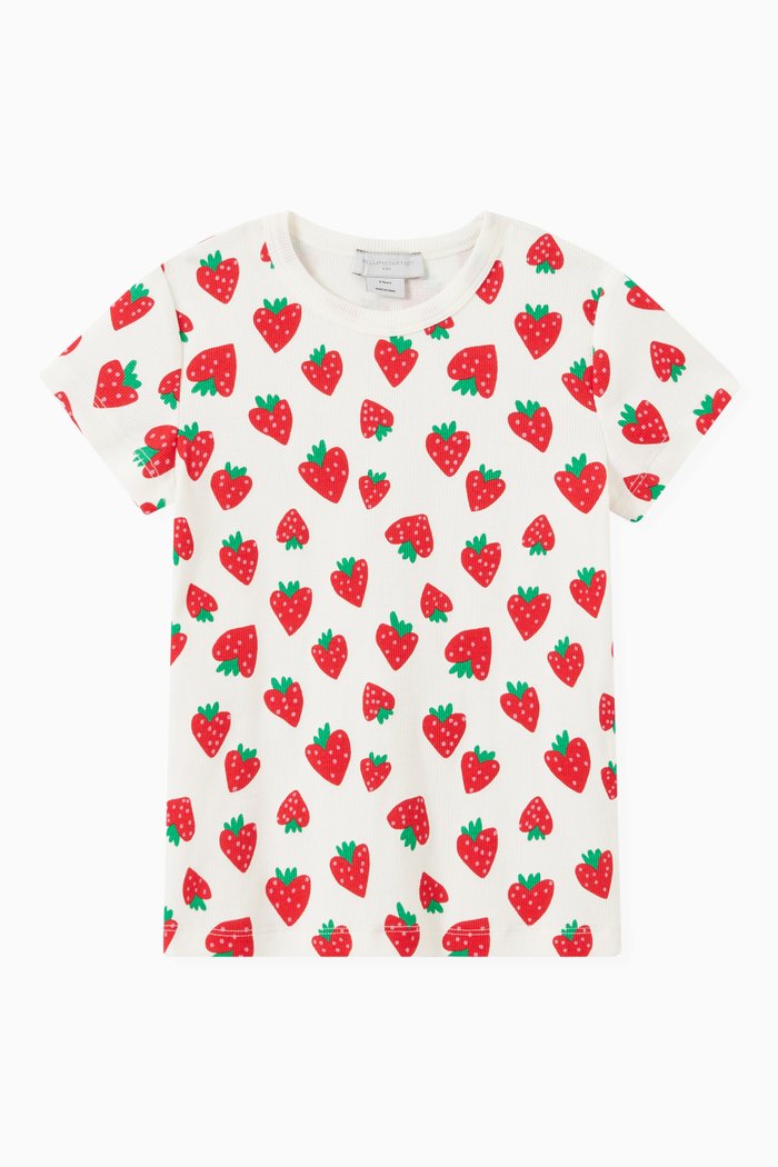 

Strawberry Print T-Shirt in Cotton, White