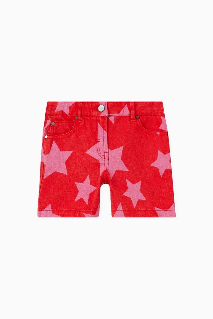 

Star Print Shorts in Cotton blend, Red