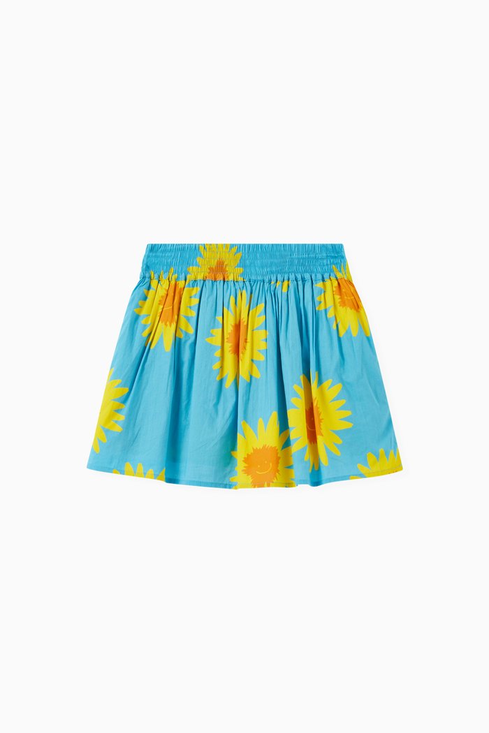 

Sunflower Print Skirt in Sustainable Cotton, Blue
