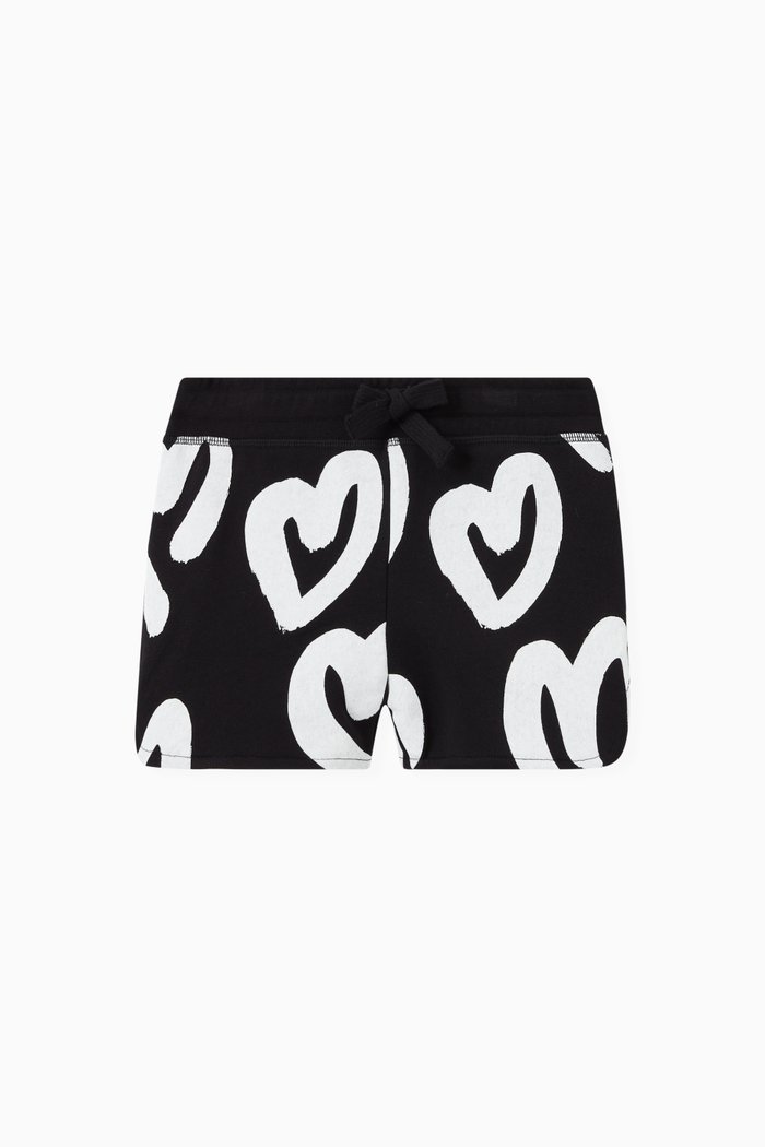 

Heart Print Shorts in Cotton, Black