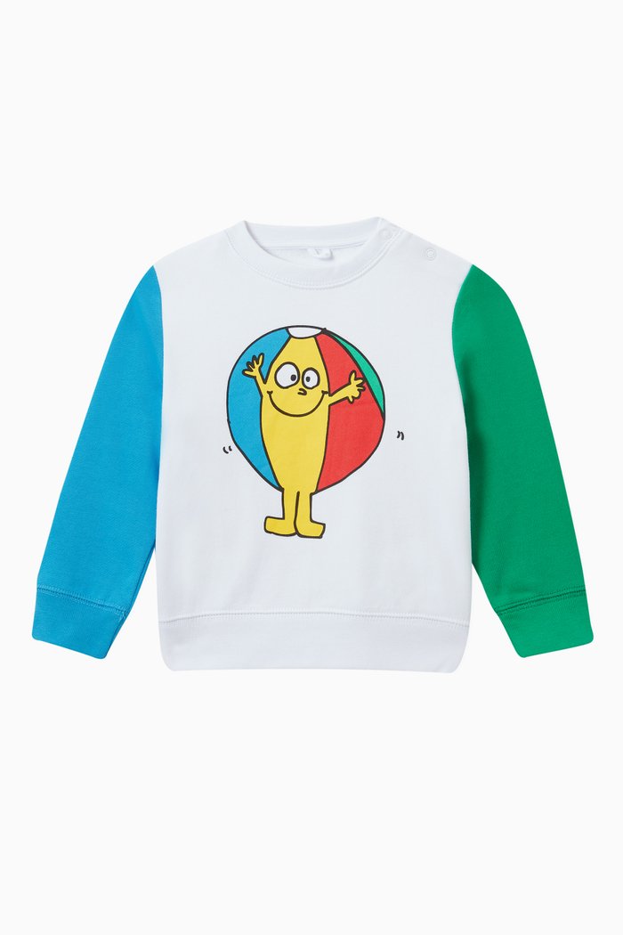 

Beachball Graphic Print Sweatshirt in Cotton, White