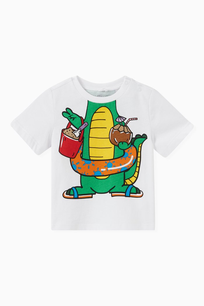

Crocodile Body Print T-shirt in Cotton, White