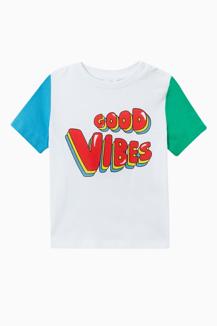 

Good Vibes Print T-shirt in Cotton, White