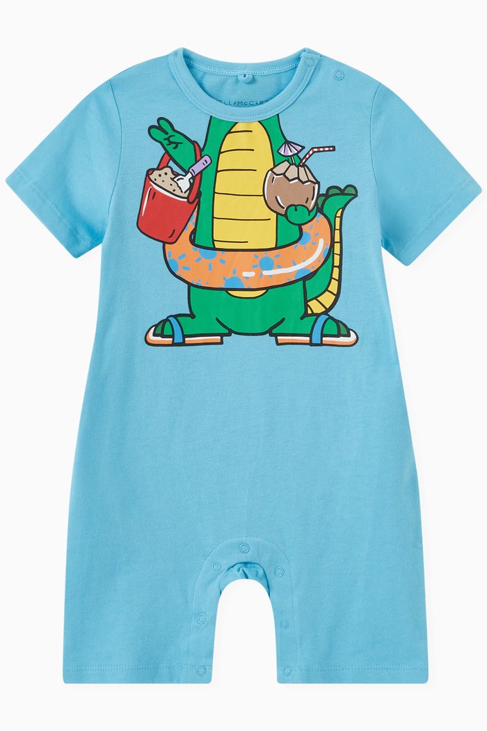 

Alligator Romper in Organic Cotton, Blue