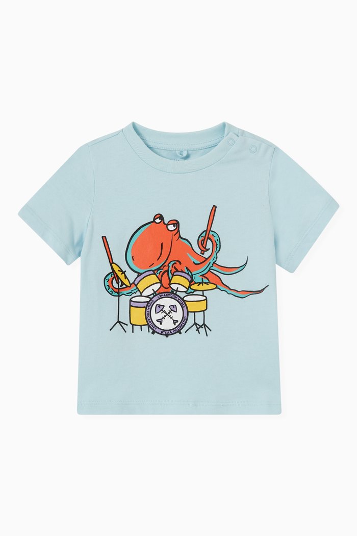 

Octopus Print T-shirt in Cotton, Blue