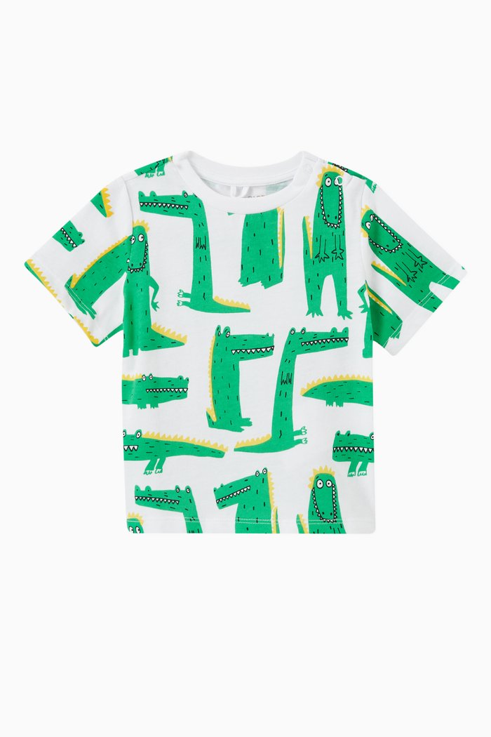 

Alligator Print T-Shirt in Cotton, White