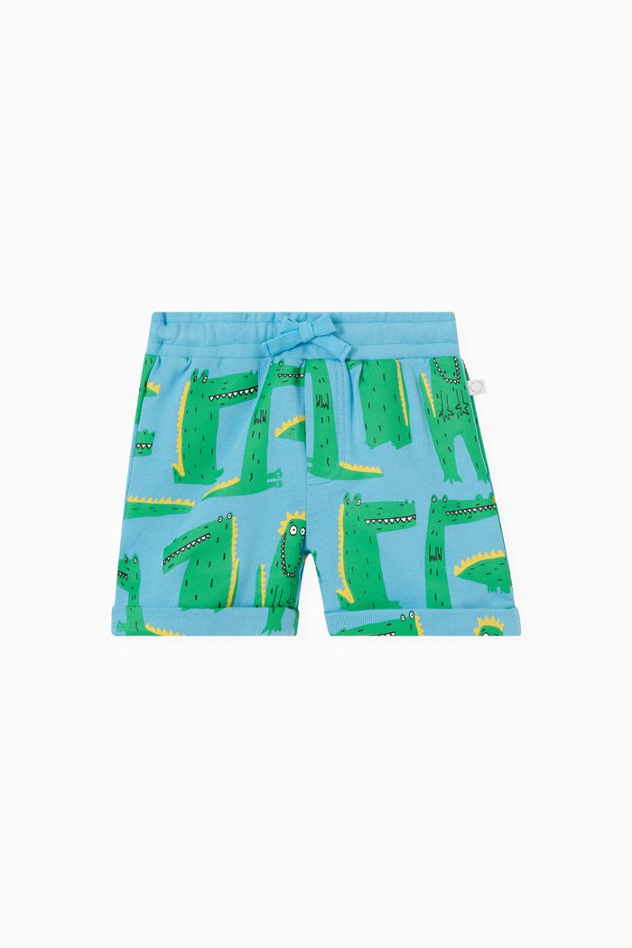 

Alligator Print Shorts in Cotton, Blue