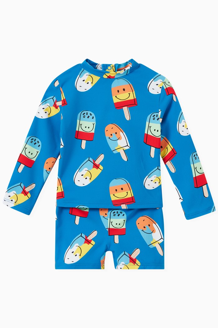 

Ice Lolly Print Swim Set in Nylon, Blue
