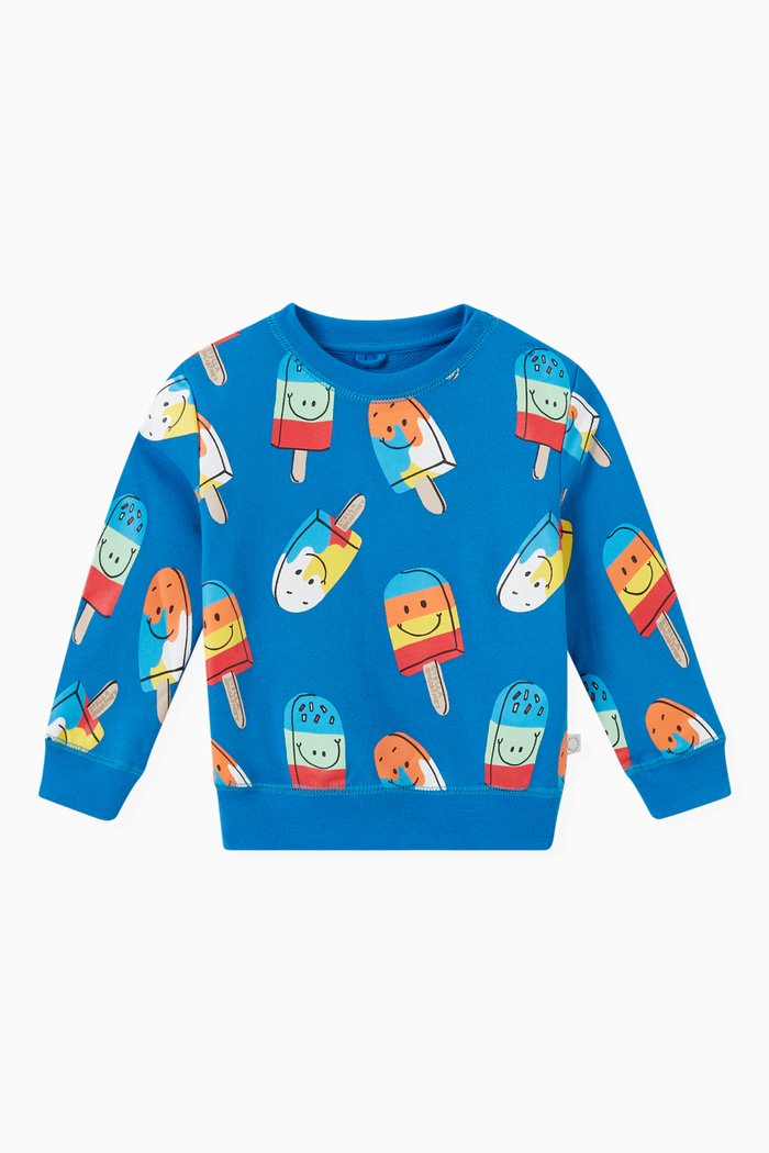 

Ice Cream Print Sweatshirt in Cotton, Blue