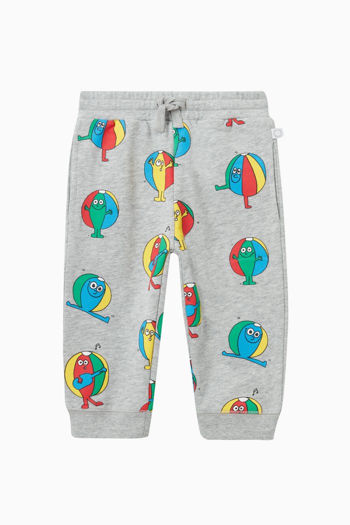 Beachball Print Pants in Cotton, Grey
