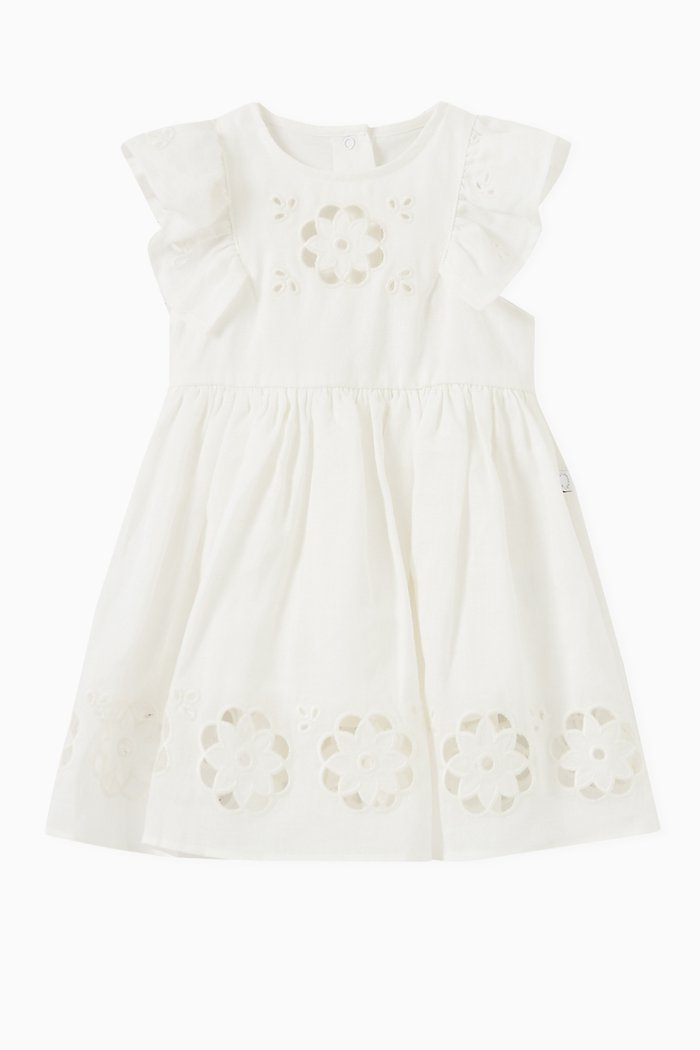 

Frilled Dress and Bloomers in Ramie, White