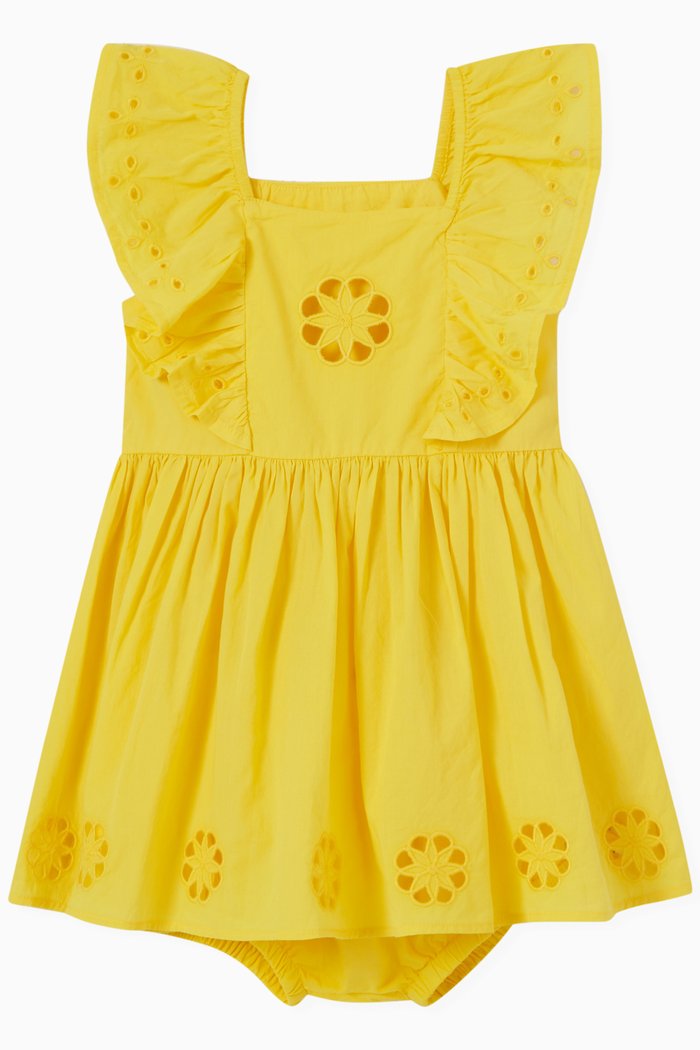 

Ruffle Sleeves Dress in Cotton, Yellow