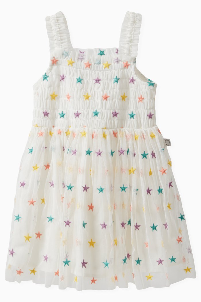 

Star Print Dress and Bloomers in Cotton, White