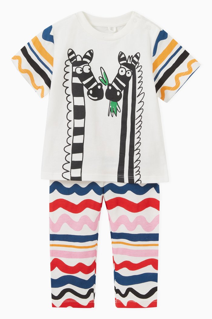 

Zebra Graphic Print T-shirt & Leggings Set in Jersey, White