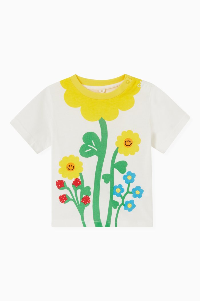 

Sunflower Print T-shirt in Cotton, White