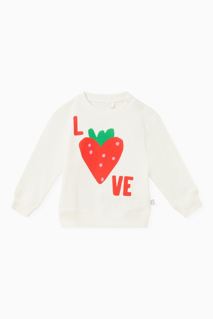 

Love Slogan Print Sweatshirt in Sustainable Cotton, White
