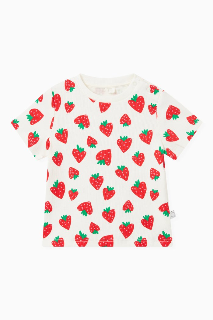 

Strawberry Print T-Shirt in Sustainable Cotton, White