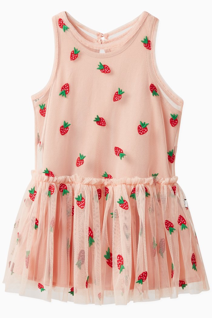 

Sequined Strawberry Dress Set in Tulle, Pink