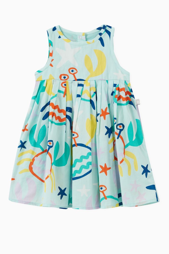 

Crab Print Dress with Bloomers in Cotton, Blue