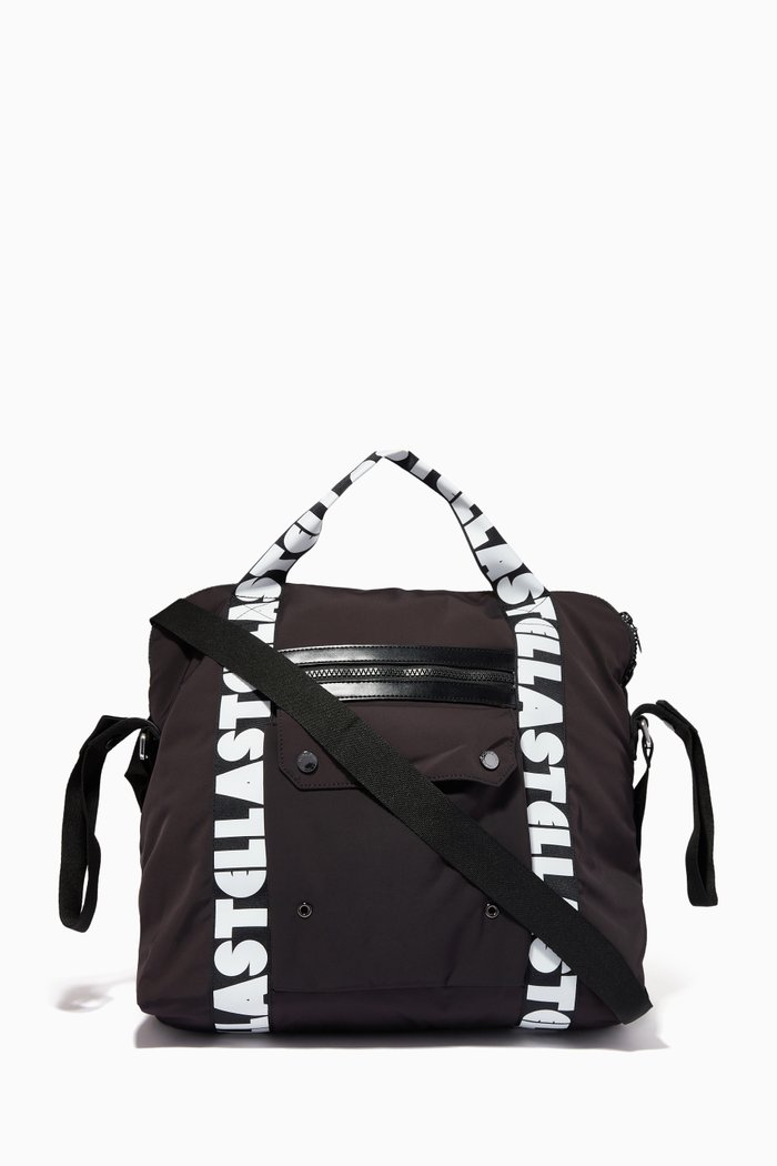 

Logo Trim Diaper Bag in Technical Fabric, Black