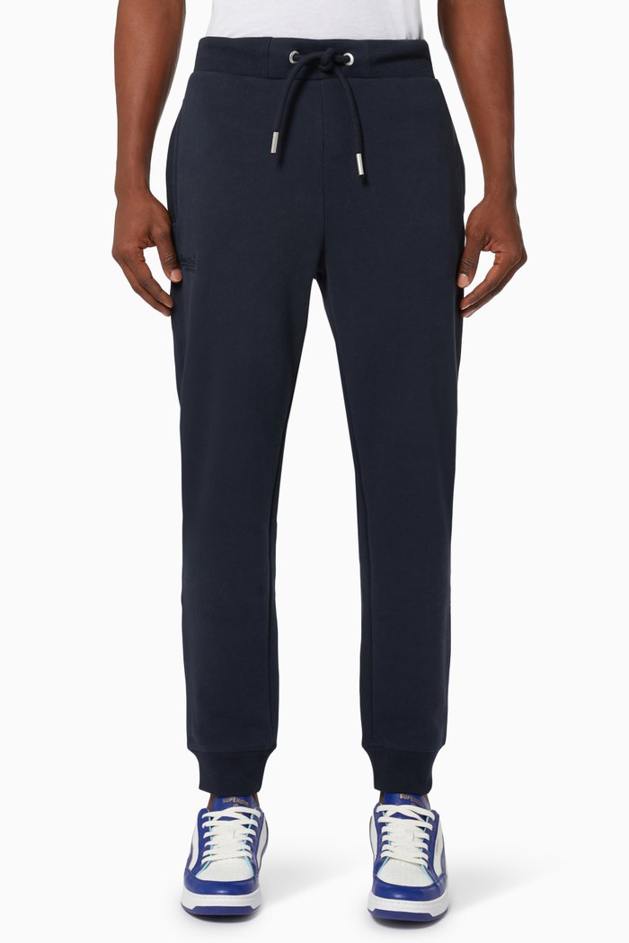 

Vintage Logo Embroidered Joggers in Cotton Fleece, Blue